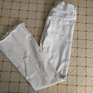 Mother Weekender Ankle Fray Jeans White Size 25